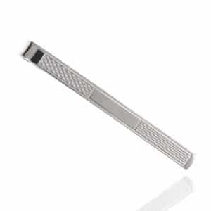 925 Sterling Silver Engine Turned Cartouche Tie Clip 5mm.
