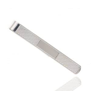925 Sterling Silver Engine Turned Cartouche Tie Clip 7mm