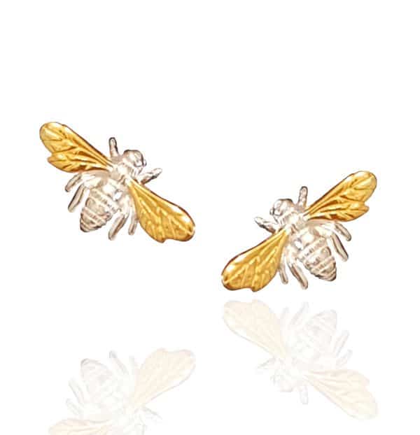 925 Sterling Silver Honey Bee Stud Earrings