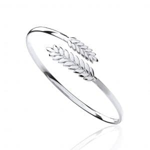 Solid Silver Feather Bangle