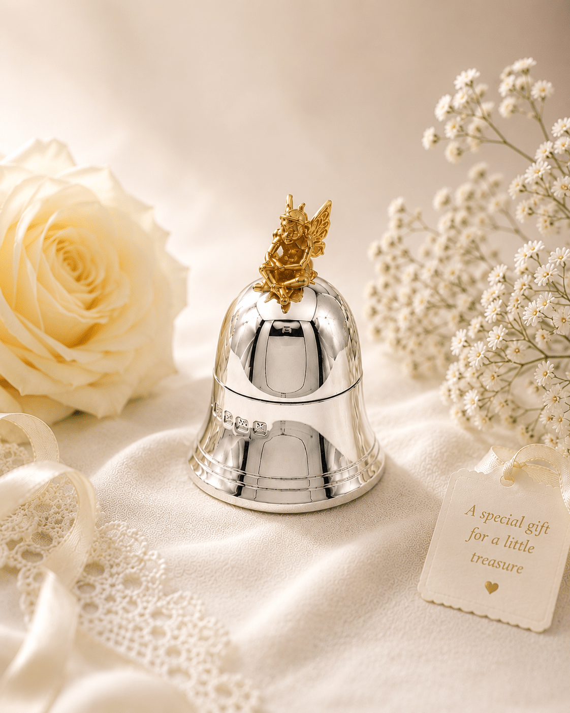 925 Sterling Silver Fairy Tooth Bell – Luxury New Baby
