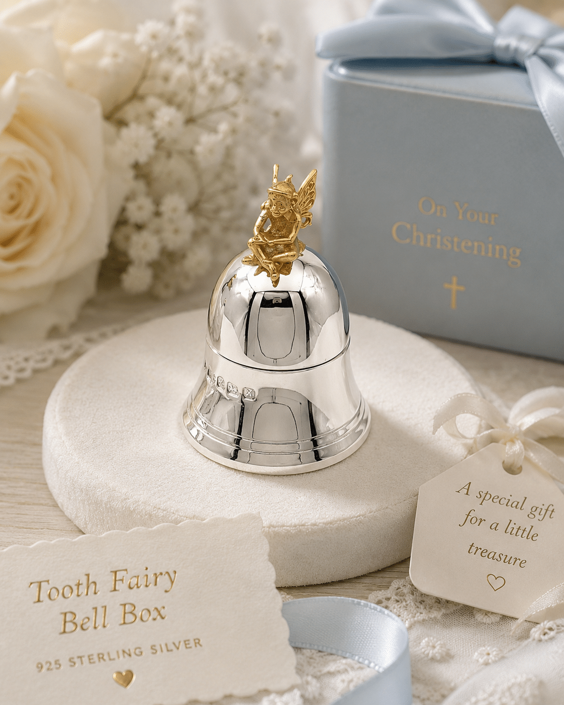 925 Sterling Silver Fairy Tooth Bell – Luxury New Baby