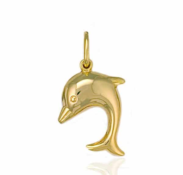 9ct Gold Dolphin Bracelet Charm Pendant.