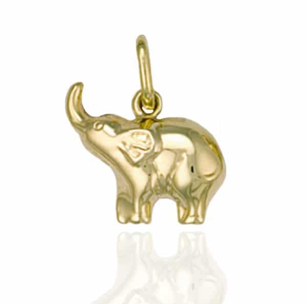 9ct Gold Elephant Bracelet Charm Pendant.