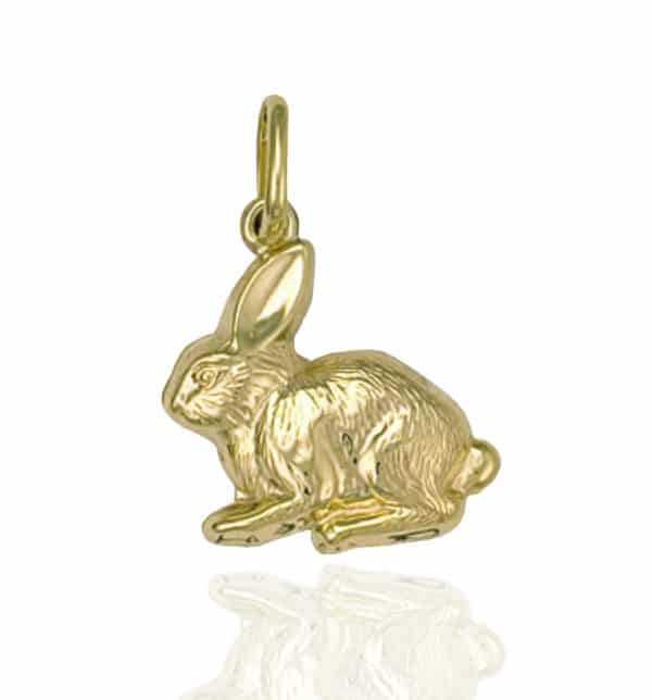 9ct Gold Rabbit Bracelet Charm Pendant.