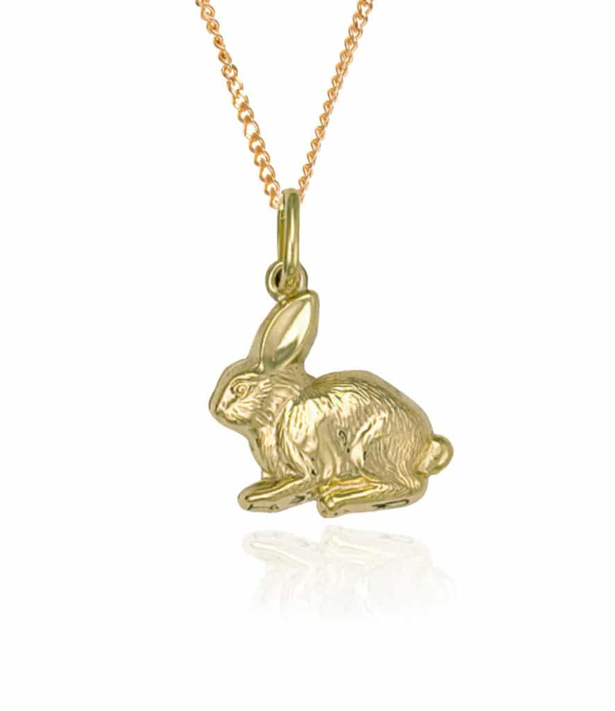 9ct Gold Rabbit Pendant & Chain.