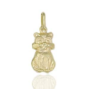 9ct Gold Sitting Cat Bracelet Charm Pendant.