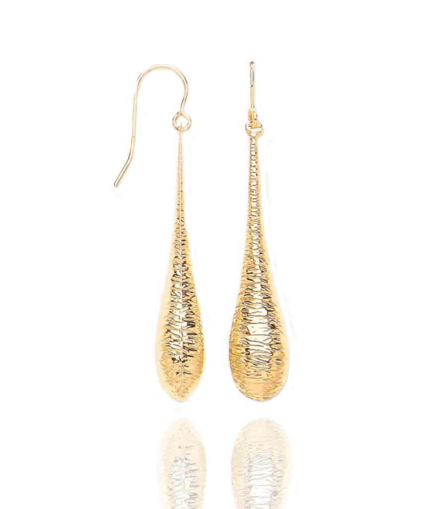 9ct Gold Textured Bomb Drop Earrings.