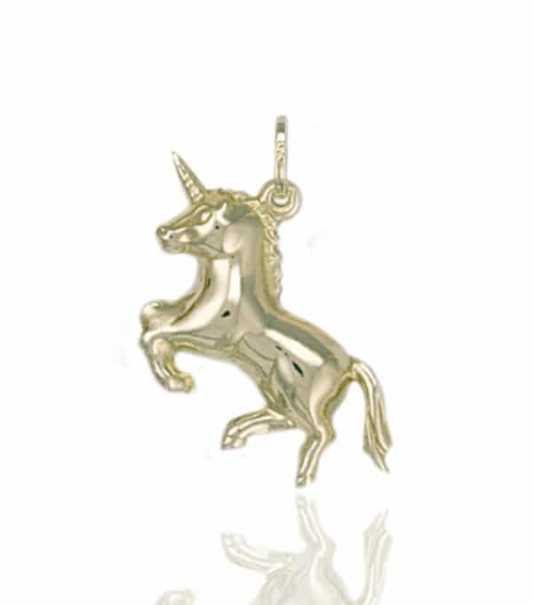 9ct Gold Unicorn Bracelet Charm Pendant.