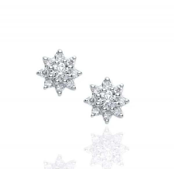 9ct 0.25ct Diamond Star Cluster Stud Earrings