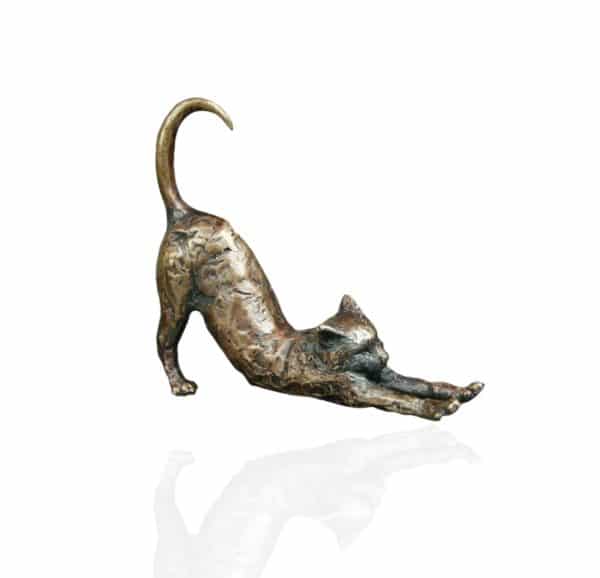 Bronze Cat Stretching - Butler & Peach Bronze Miniatures.