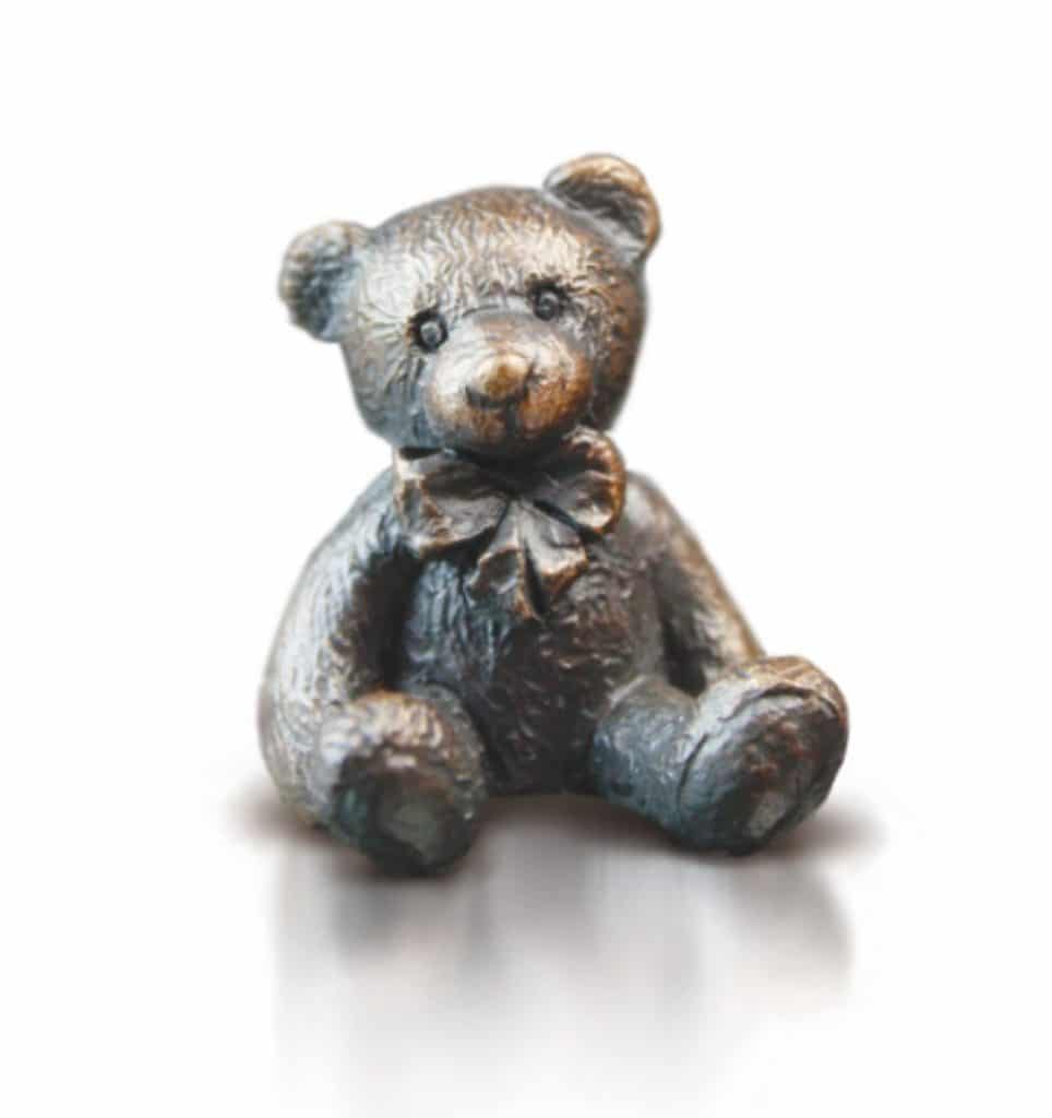 Bronze Miniature Teddy Bear Figure - Hugo Bear.