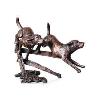 Butler & Peach Bronze Dogs Running