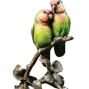 Cold Painted Bronze Love Birds Sculpture