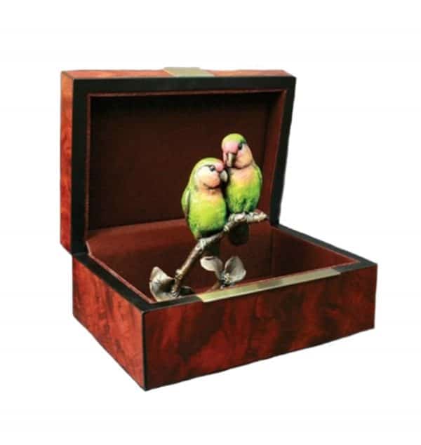 Cold Painted Love Birds Presentation Boxed