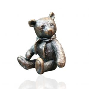 Bronze Miniature Teddy Bear Figure - Monty Bear.