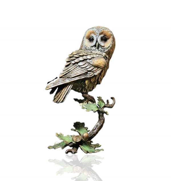 Bronze Tawny Owl with Acorns