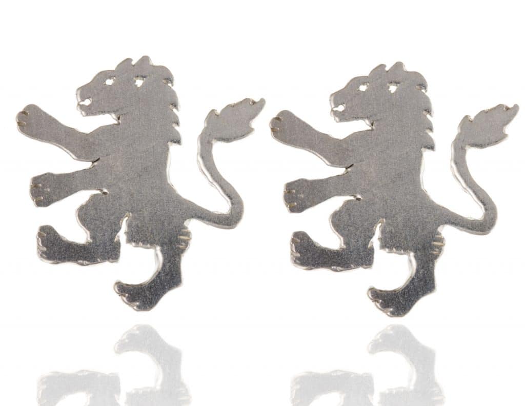 925 Sterling Silver Satin Lion Cufflinks.