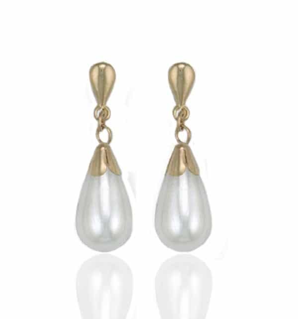 9ct Gold Pearl Bomb Drop Earrings.