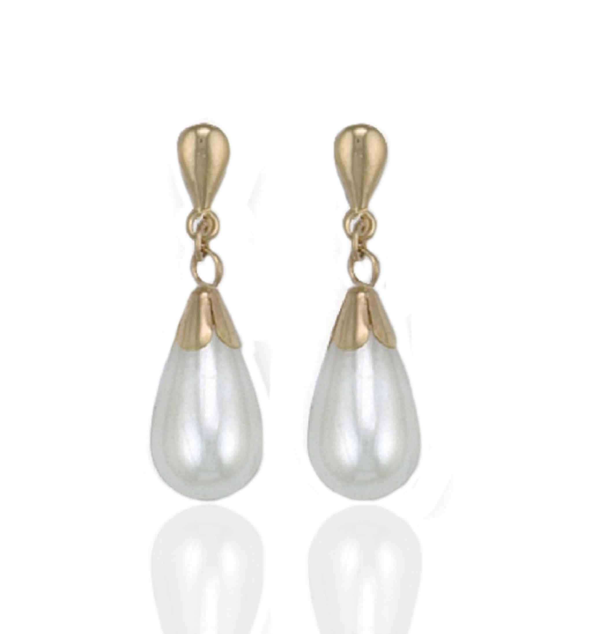 9ct Gold Pearl Bomb Drop Earrings. - Marquise