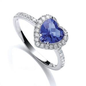 925 Blue Obsidian Heart Dress Ring