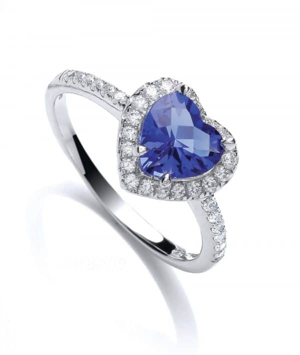 925 Blue Obsidian Heart Dress Ring