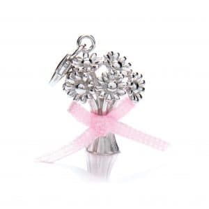 925 Sterling Silver Flowers Charm Pendant - Clip on. 3g.