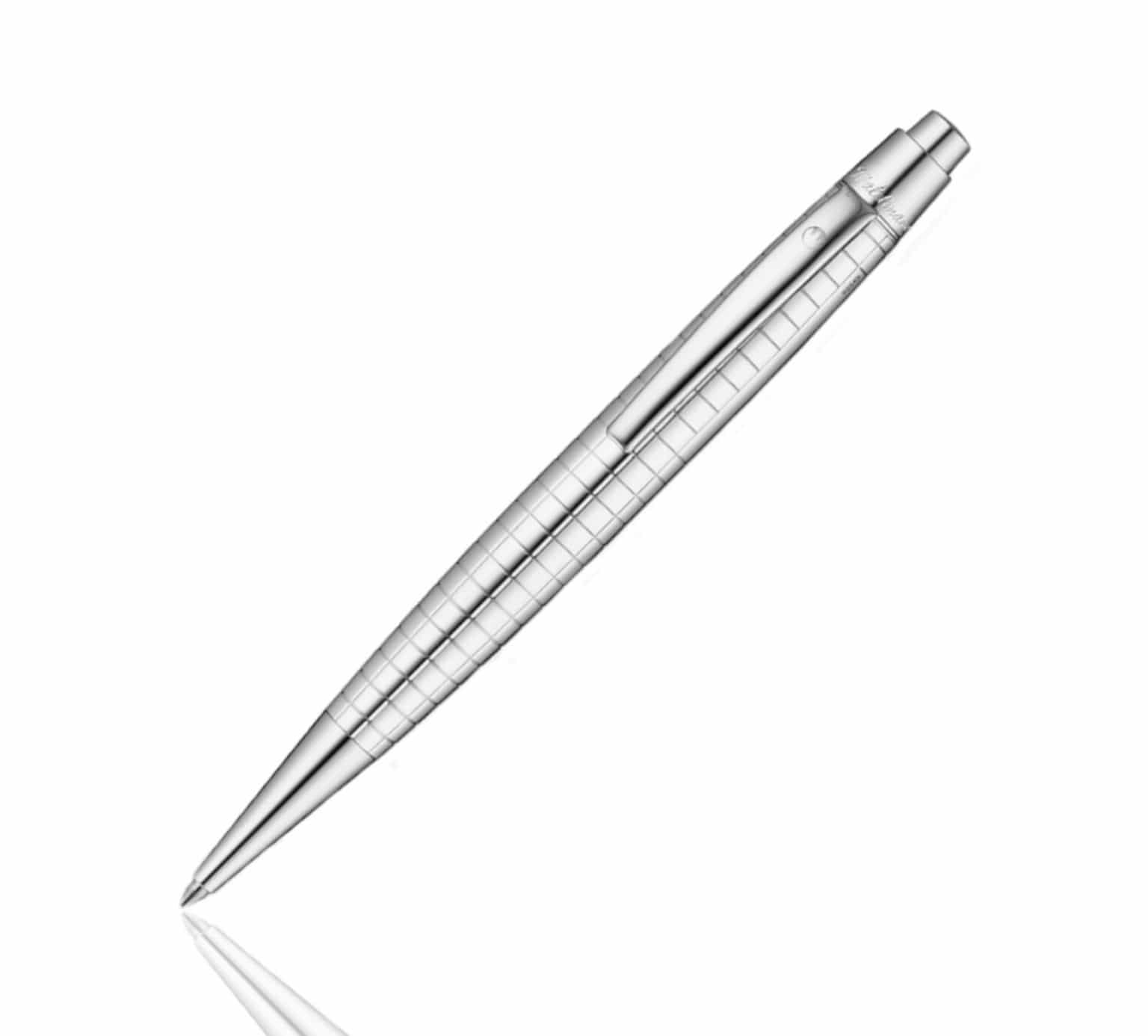 925 Sterling Silver Concorde Ballpoint Pen Square Pattern Waldmann.