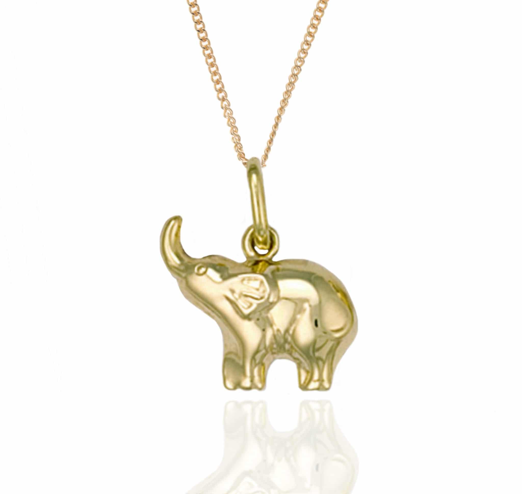 9ct Gold Elephant Pendant and Chain - Marquise