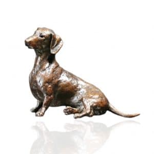 Bronze Dachshund Dog Sitting Sculpture - Ltd Ed 250.