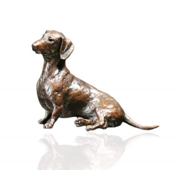 Bronze Dachshund Dog Sitting Sculpture - Ltd Ed 250.