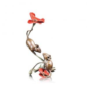 Bronze Sculpture - Mice On Poppy Flower- Limited Edition 175.