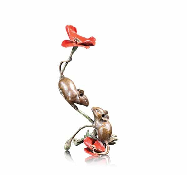 Bronze Sculpture - Mice On Poppy Flower- Limited Edition 175.