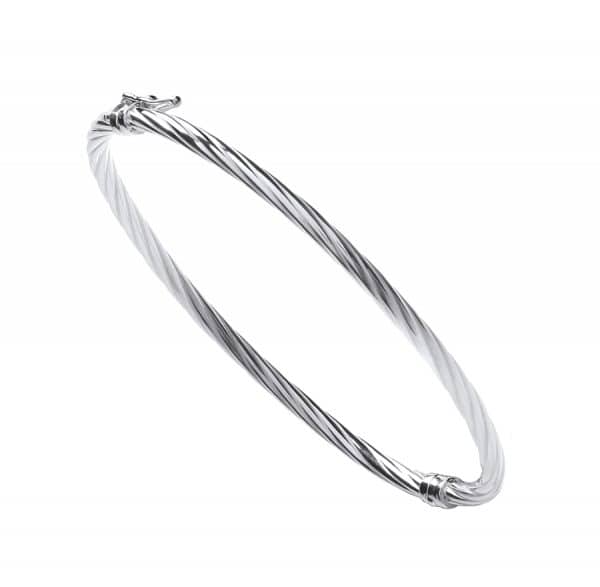925 Sterling Silver Twisted Bangle - Hinged.