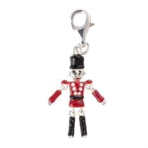 925 Sterling Silver Enamel Toy Soldier Charm Pendant - Clip On