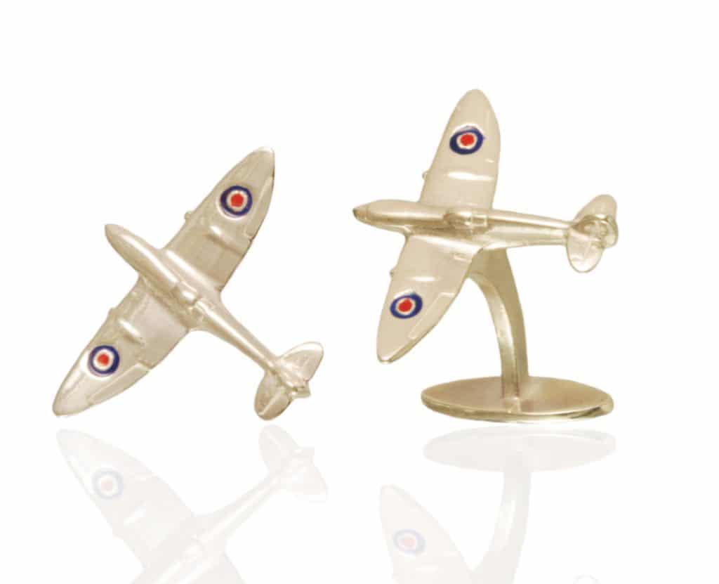 925 Sterling Silver RAF Spitfire Cufflinks.