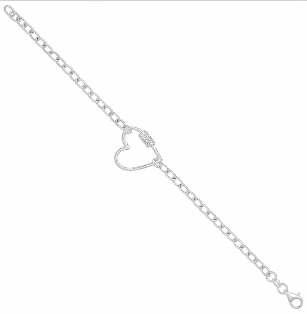925 Sterling Silver Heart Charm Bracelet.