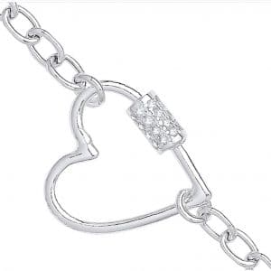 925 Sterling Silver Heart Charm Bracelet. 2