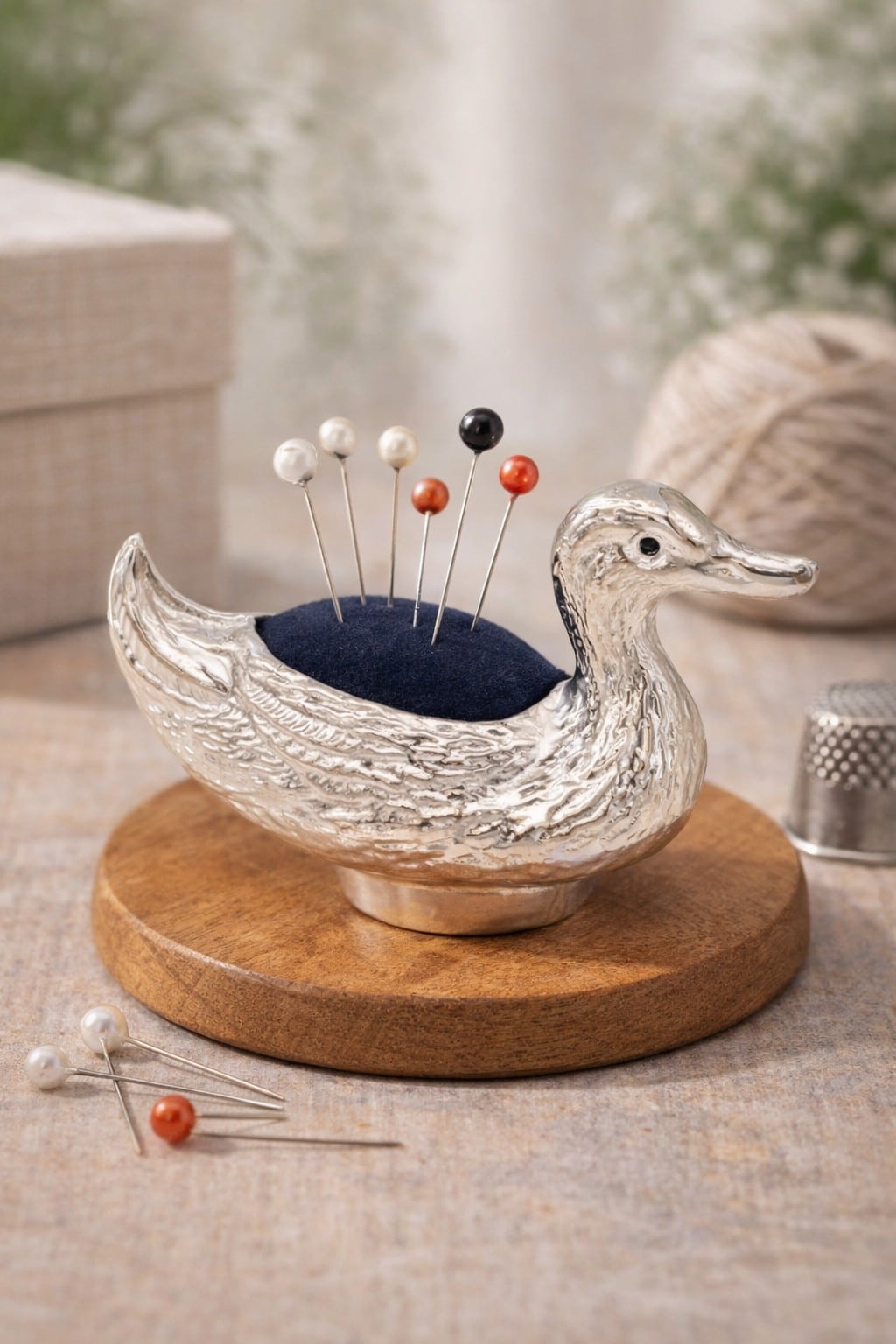 925 Sterling Silver Duck Pin Cushion. - Image 2