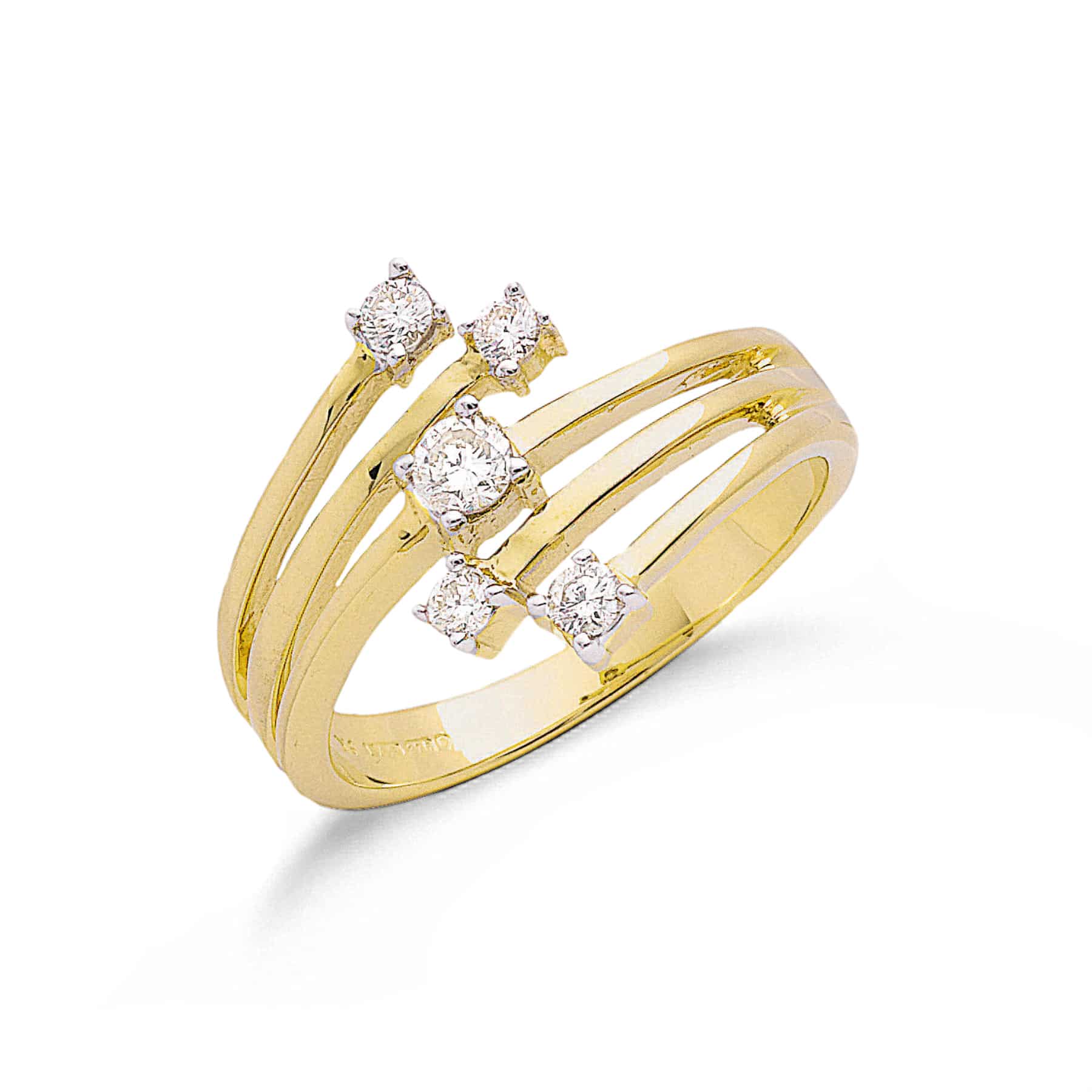 9ct Two Colour Gold Diamond Hoop Ring. - Marquise