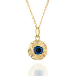 9ct Gold Eye of Horus Pendant & 9ct Gold Chain. Evil Eye. Standard.