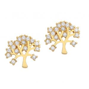 9ct Gold Tree Of Life Stud Earrings.