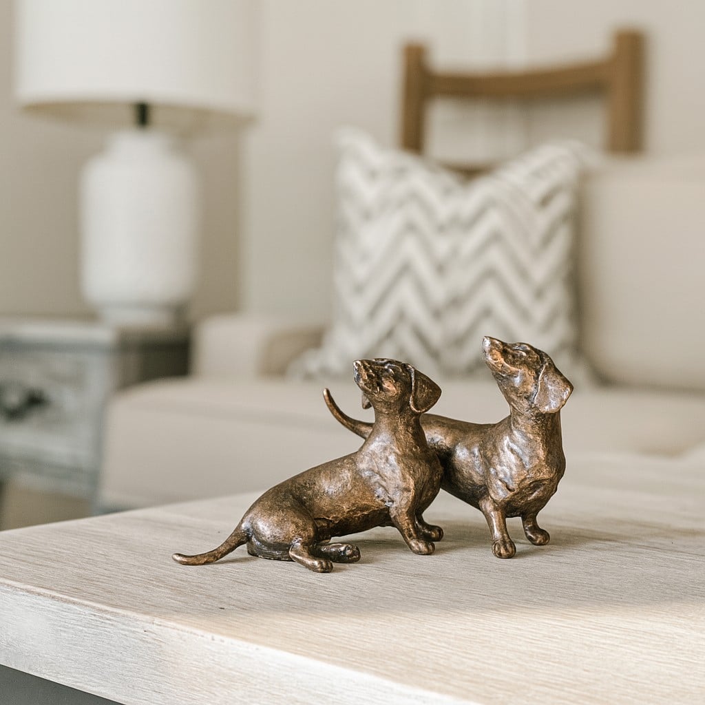 Bronze Dachshund Dogs Pair Sculpture - Limited Edition 200 - Image 2