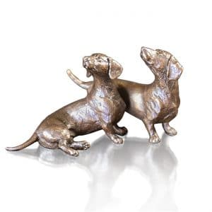 Bronze Dachshund Dogs Pair Sculpture - Limited Edition 200