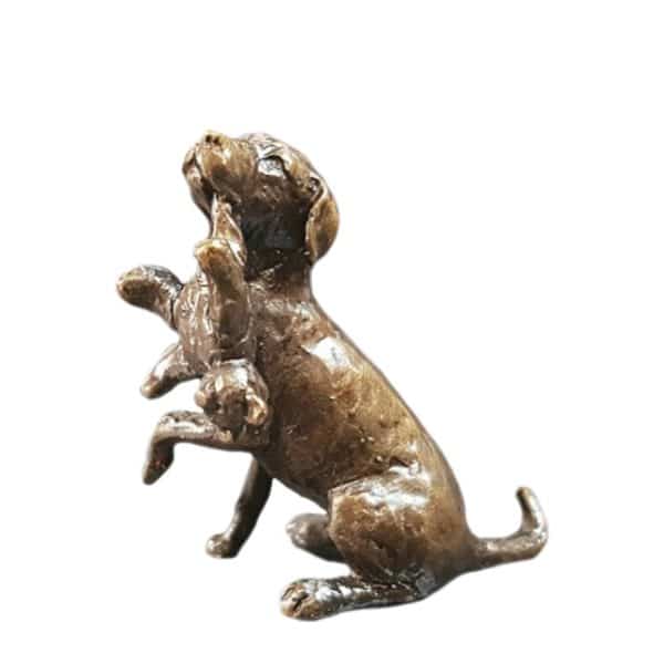 Bronze Labrador Dog with Teddy Bear - Butler & Peach Miniatures.