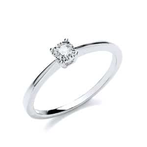 9ct White Gold 0.10ct Diamond Solitaire Engagement Ring.