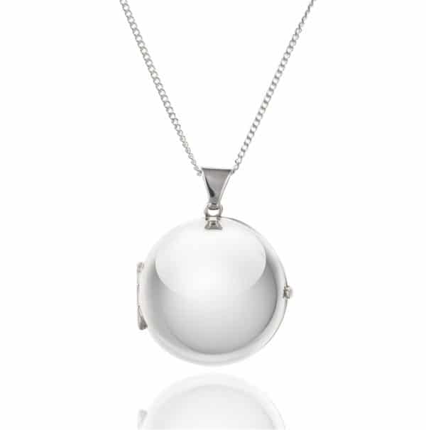 925 Sterling Silver 2 Picture Sphere Ball Locket with Chain.