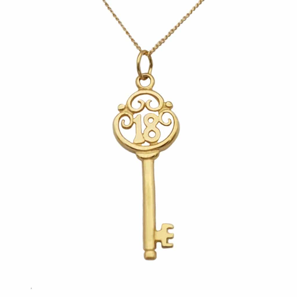 9ct Gold 18th Birthday Key Pendant.