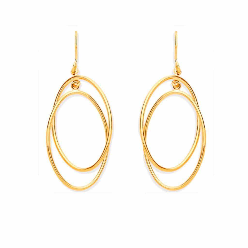 9ct Gold Interlinked Oval Drop Earrings.
