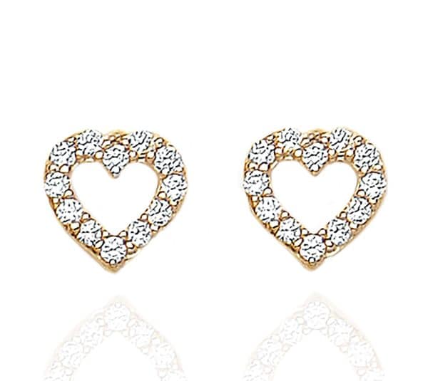 9ct Gold Open Heart Stud Earrings.